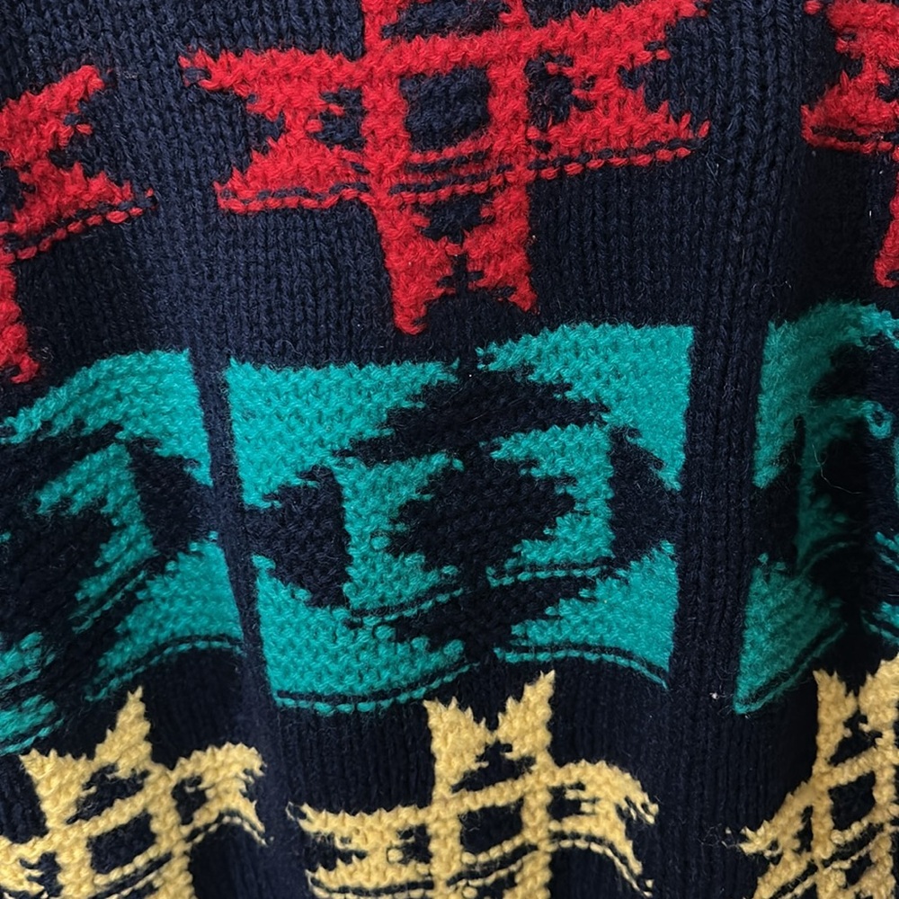 Navy Multicolor Patterned Sweater - Picture 4 of 4